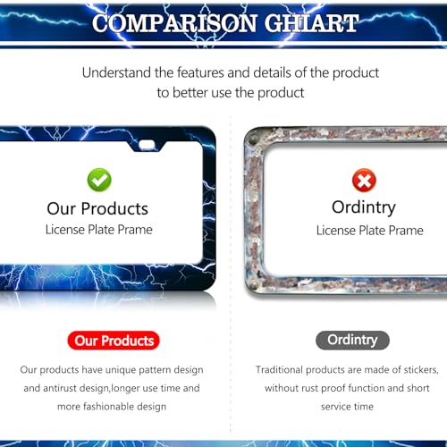 Blue Lightning License Plate Frames
