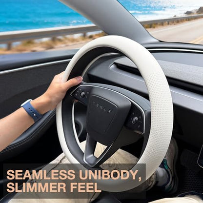 Nappa Leather Steering Wheel Cover for Tesla Model Y