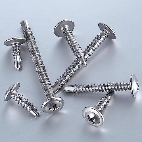 300 pcs) Wensilon #10×5/8”for Sheet Metal Self-Tapping Screws 410 Stainless Steel Truss Head High-Strength Quick Tapping Screws