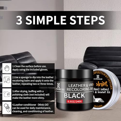 8.5oz Leather Recoloring Balm with 100ml Mink Oil