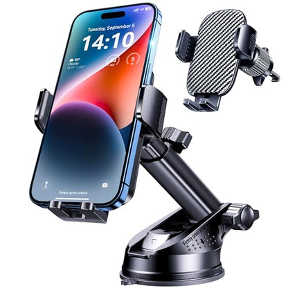 Phone Holders for Your Car [Military Grade Suction Ultra Strong Base] Cell Phone Car Holder 3 in 1 Dashboard