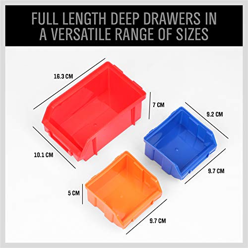30-Bin Wall-Mounted Storage Rack System - Heavy-Duty Garage Tool Organizer for Screws, Nuts, Bolts, Nails, Beads, and Small Hardware Parts - Easy Installation and Customizable (30 Count)