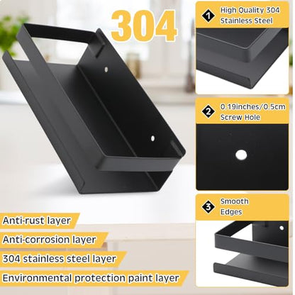 2 Pieces Stainless Steel Shelf Bathroom Shower Floating Shelves Wall Mounted Shower Caddy Basket Shelf Storage Organizer Shelves for Bathroom (2 Count)