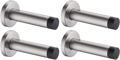 JQK Door Stopper, 304 Stainless Steel Thicken 1mm Sound Dampening Door Stop Bumper Wall Protetor 4 Pack, Brushed, DSB5-BN-P4