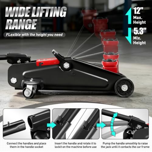 1.5 Ton Car Floor Jack Low Profile Hydraulic Trolley Service