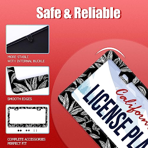 Tropical Leaf License Plate Frame Stainless Steel Car Accessory 6.3x12.3In