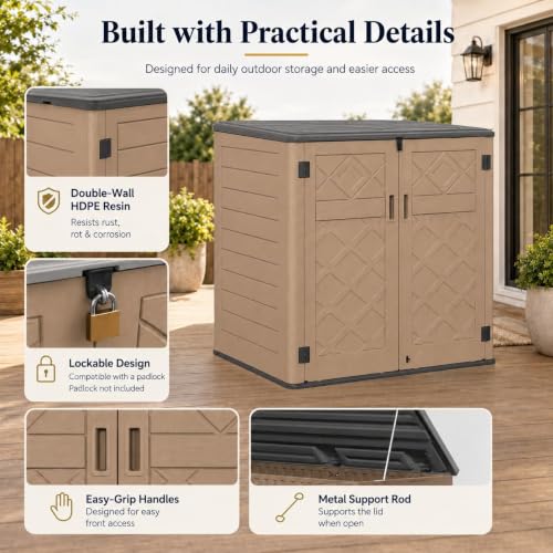 Outdoor Storage Cabinet 38 Cu.Ft Horizontal Resin Storage Shed
