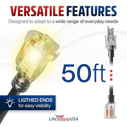 50ft Outdoor Indoor Extension Cord 16