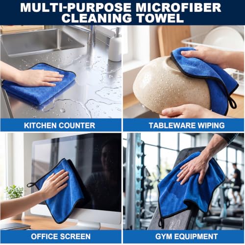 20 Pcs Microfiber Car Drying Towels Microfiber Cleaning Cloth 800 GSM Thick Plush Cleaning Dusting Cloth Auto Detailing Absorbent Towels Rags for Car Household Kitchen Window (20 Count)