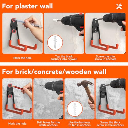 32 Pack Heavy Duty Wall Mount Garage Hooks