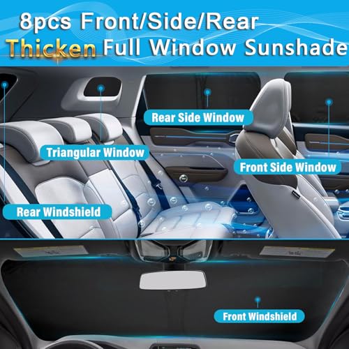 8pcs Full Thicken Sun Shades for 2025 2026 Tesla Model Y Juniper Accessories