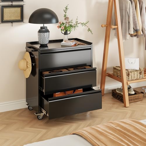 Garage Storage Cabinet with 3 Drawers and 4 Hooks