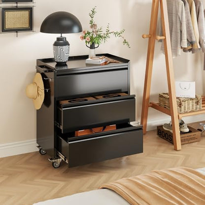 Garage Storage Cabinet with 3 Drawers and 4 Hooks