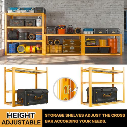40" W Yellow Garage Shelving with Double (4 Count)
