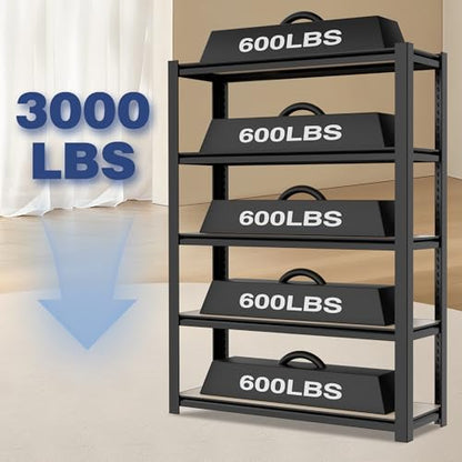 5 Tier Black Shelving with Board