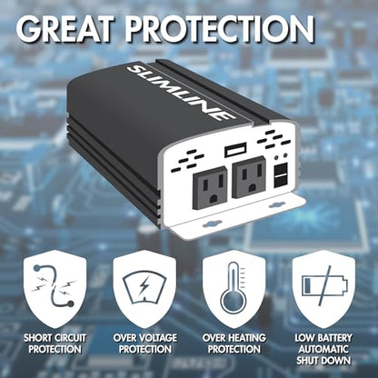 3716 500W Slim Line AC to DC Inverter 500W TrueRated 1000W Surge Power Inverter
