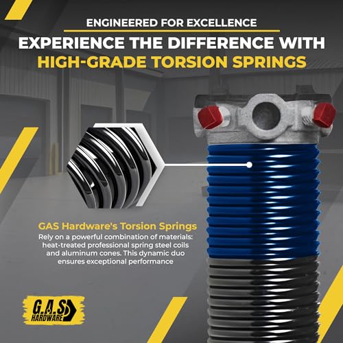 Garage Door Torsion Spring 283x2x37 Torsion Springs for Left Side of Garage Door with 1" Steel Bearing