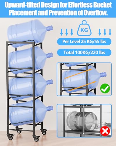 4 Tier 5 Gallon Water Jug Holder with 4 Lockable Wheels