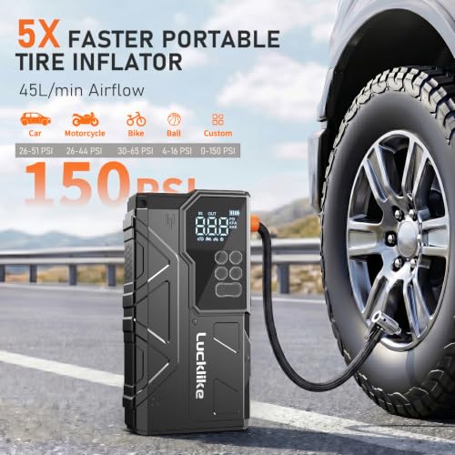 6000A 150PSI Car Battery Jump Starter with Air Compressor