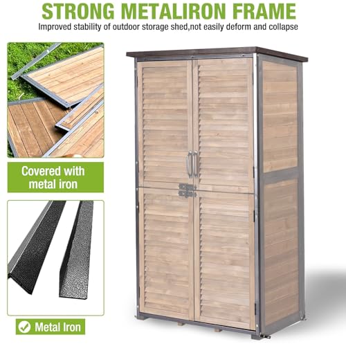 Outdoor Storage Shed with Adjustable Shelfs Tool Cabinet with Floor