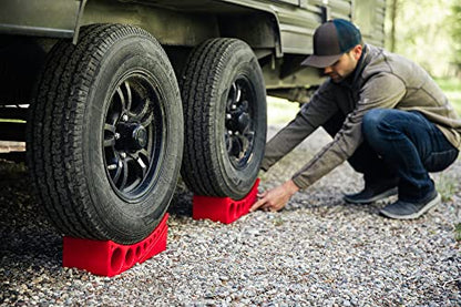 Single Camper Leveler Block with Rubber Mat for RVs and Trailers Up to 30000 lbs Made in USA