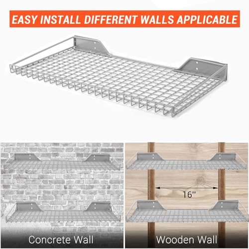 Garage Wall Shelves 23.6"x11.8" Wall Mount Metal Shelves 2 Pack