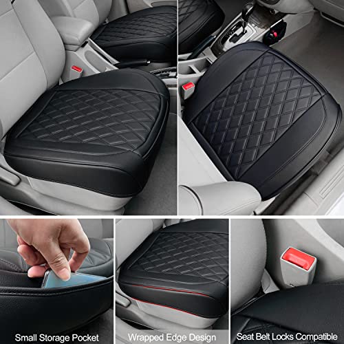 2 Pack Leather Front Car Seat Bottom Covers Black (2 Count)