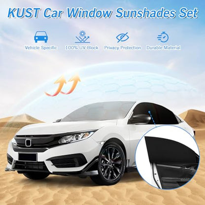 Windshield Sun Shade Umbrella for Honda Civic 2016 2017 2018 2019 2020 2021 Rear Window Shades 100% UV Protection and Blackout Privacy 5PCS Car Window Covers Accessories (5 Count)