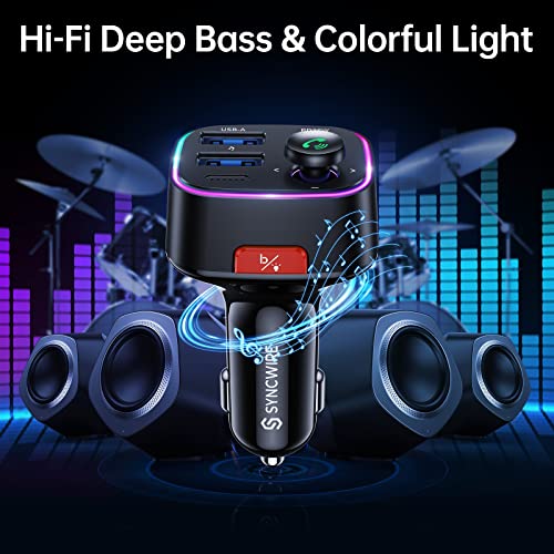 Bluetooth 5.4 Car Adapter 48W FM Transmitter for Hands Free Calls