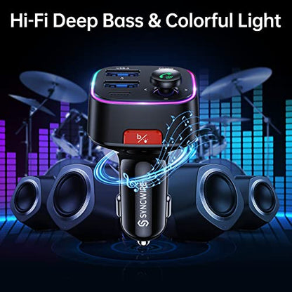 Bluetooth 5.4 Car Adapter 48W FM Transmitter for Hands Free Calls