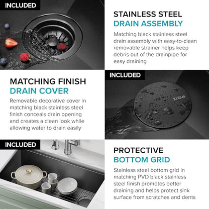 Gunmetal 32 in 16 Gauge Undermount Kitchen Sink KWU110