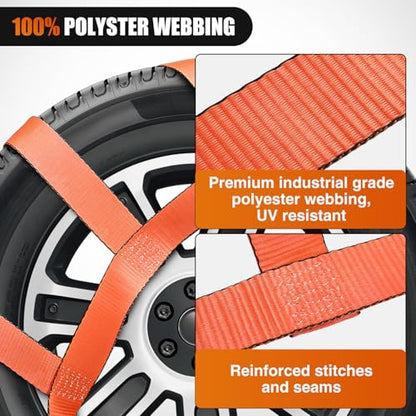 2Pcs Tow Dolly Basket Straps with Flat Hook for 14” (2 Count)