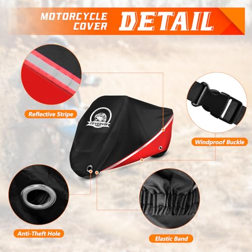 Motorcycle Cover Waterproof for Cruiser Touring Models 104" Red
