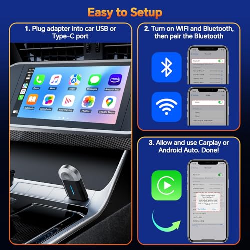 2 in 1 Wireless Carplay Adapter for Apple CarPlay & Android Auto