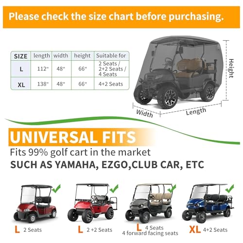 Heavy Duty Golf Cart Cover for 6 Passengers EZGO