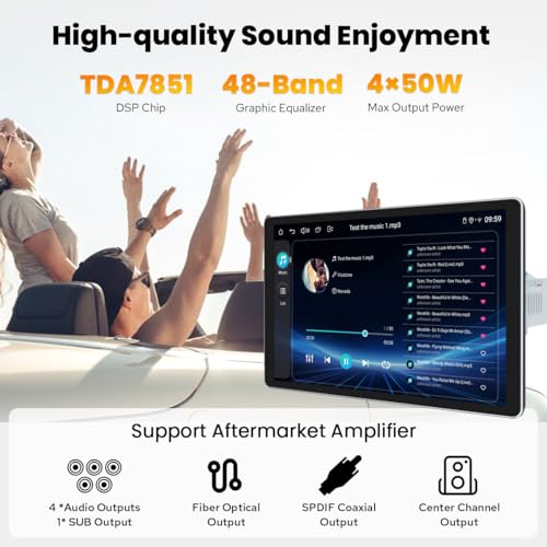 Single Din Touchscreen Radio 10.1 Inch Car Stereo with Apple Carplay & Android Auto