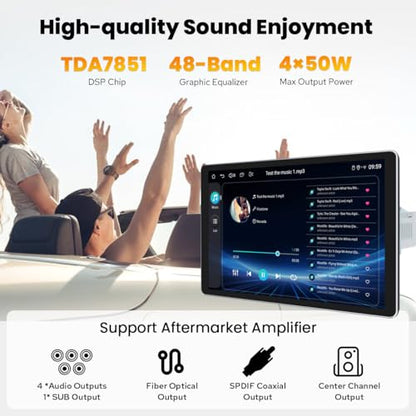Single Din Touchscreen Radio 10.1 Inch Car Stereo with Apple Carplay & Android Auto