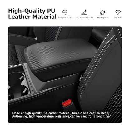 2022 2024 Outlander Center Console Cover Compatible with 2022 2023 2024 Mitsubishi Outlander Accessories Armrest Console Cover Carbon Fiber Texture Soft Material