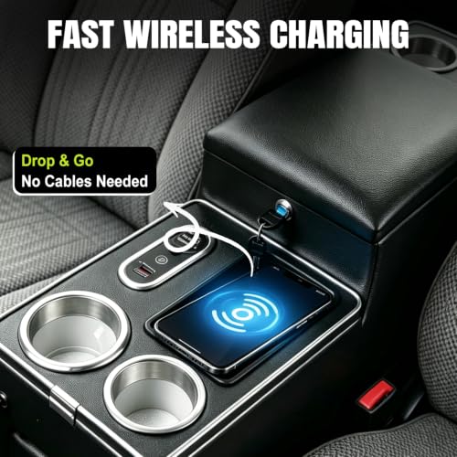 Update Upgraded Universal Center Console Between Seat Organizer with Wireless Charging