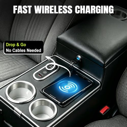 Update Upgraded Universal Center Console Between Seat Organizer with Wireless Charging