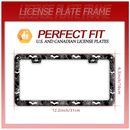 Bat Spider Web Gothic Stainless Steel License Plate Frame for US Cars Decor