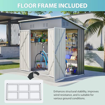 4' x 8' Metal Shed with Two Doors