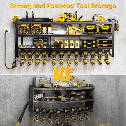 49.5" W Large Power Tool Organizer Wall Mount with Charging Station