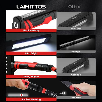 Rechargeable Work Light 2500mAh Magnetic LED Work Light Flashlight Mechanic Light Tool for Men Him