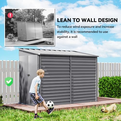 4.6' x 9' Steel Outdoor Storage Shed Waterproof Lean
