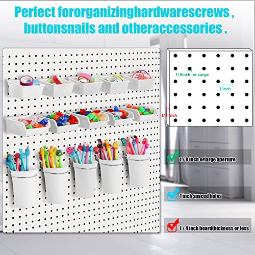 20 Pcs Pegboard Bins and Cups with Hooks and Loops Peg Assortment Organizer Accessories Various Tool Organizer Pegboard Baskets Set for Garage Workshop Workbench Office