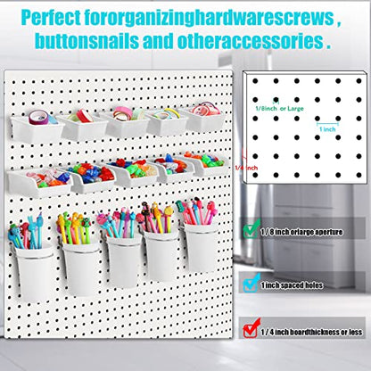 20 Pcs Pegboard Bins and Cups with Hooks and Loops Peg Assortment Organizer Accessories Various Tool Organizer Pegboard Baskets Set for Garage Workshop Workbench Office