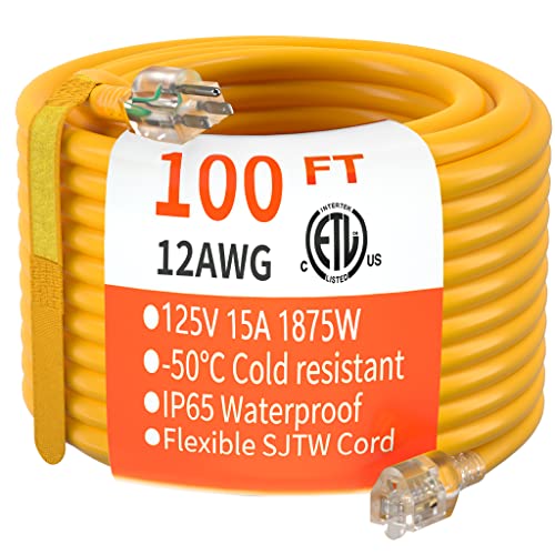 100 FT 12 3 Gauge Heavy Duty Outdoor Extension Cord Waterproof