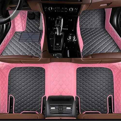 MAEVEN Customized Leather car Floor mats Suitable for 99% of car Models All-Weather Protection Waterproof Anti Slip Men's Women's car Liners (Pink+Black)