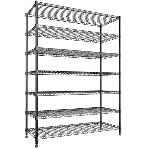 2 Set of 82.6H Metal Shelving Unit 7 Tier Storage Shelves Adjustable Wire Shelving Metal Wire Shelf Pantry Shelves Commercial Rack for Kitchen Pantry Garage 45" W x 82.6''H x 13.5" D (2 Count)